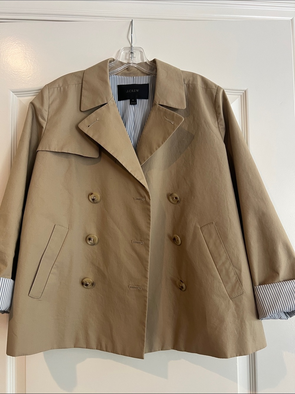 J. Crew Tan Double-Breasted Short Trench Coat